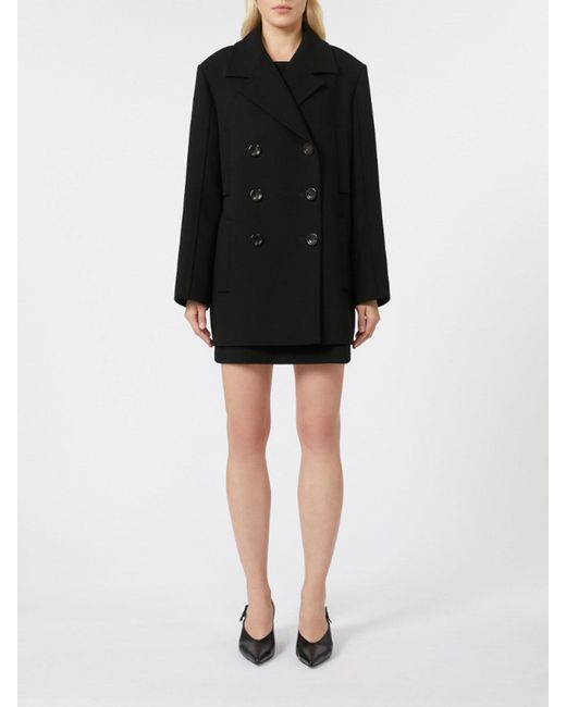 Max Mara Black Janzir Double-Breasted Cady Jacket By