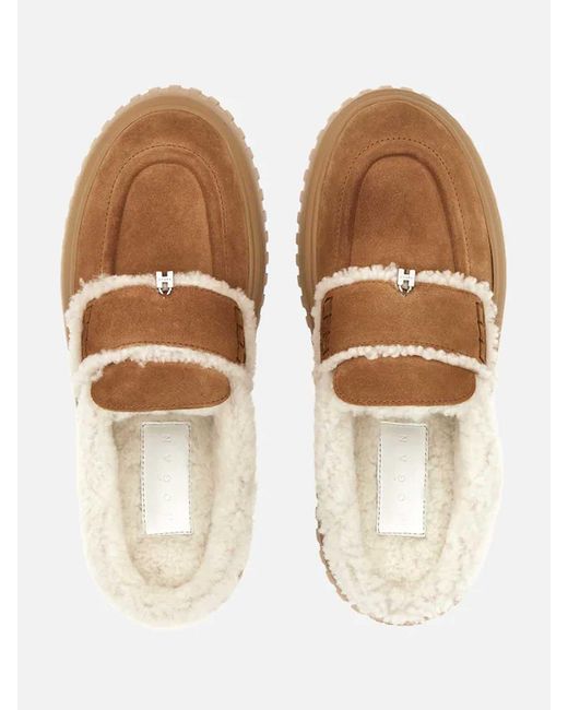 Hogan Brown H-Stripes Sabot Fur
