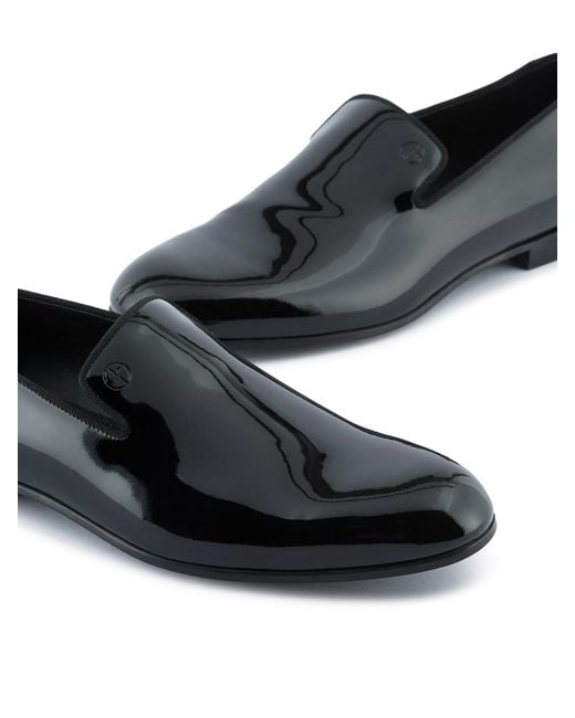 Giorgio Armani Black Patent Leather Loafers for men