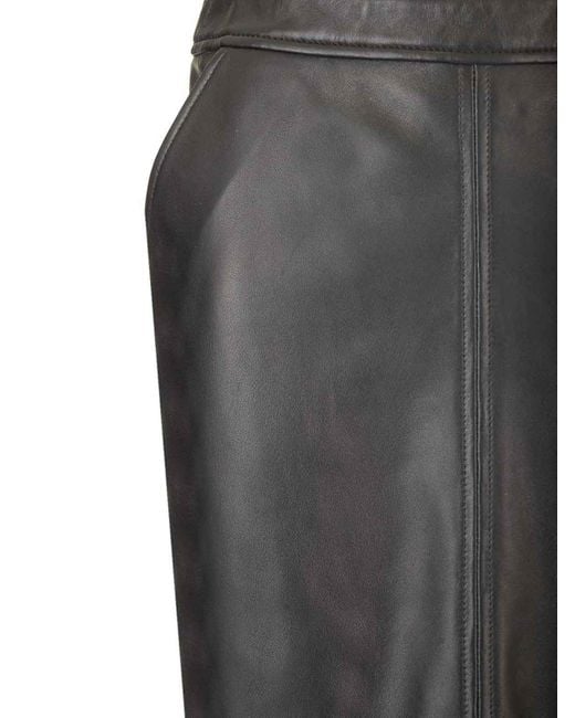 Arma Gray Leather Pencil Skirt