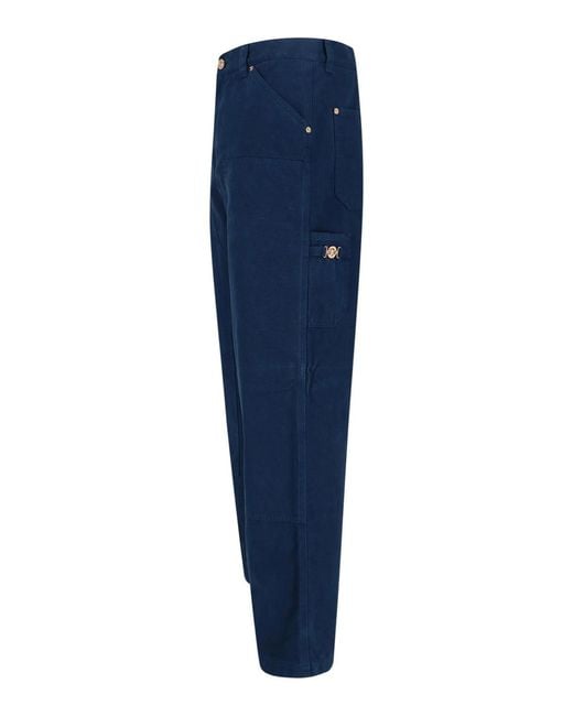Versace Blue Overdyed Canvas Carpenter Pants for men