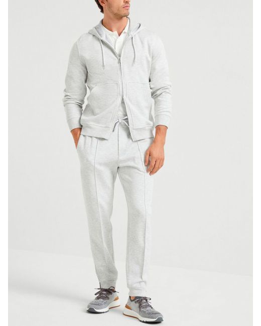 Brunello Cucinelli White Track Pants for men