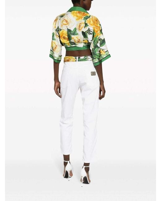 Dolce & Gabbana White Straight-Leg Distressed Jeans