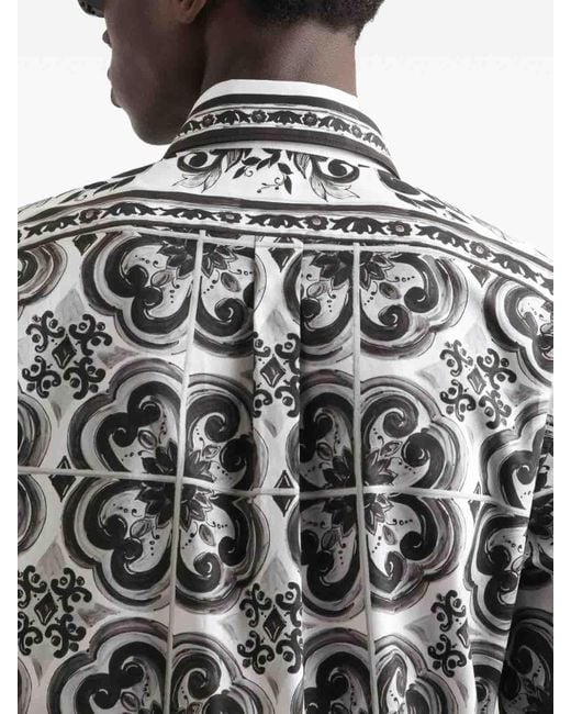 Dolce & Gabbana Black Majolica-Print Martini Shirt for men