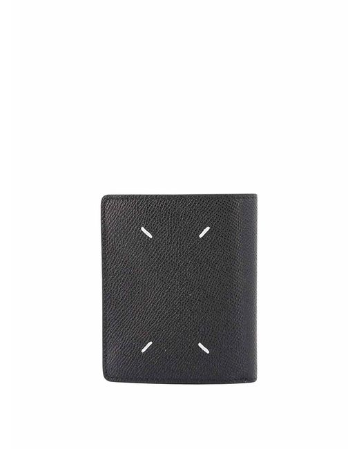 Maison Margiela Black Leather Wallet With Iconic Stitching for men