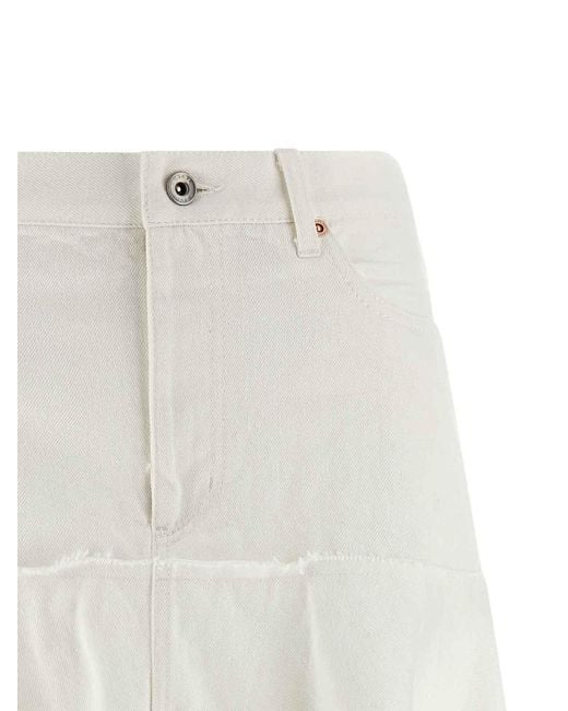 Sacai White Satin Denim Skirt
