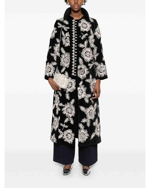Forte Forte Black Embroidered Long Coat