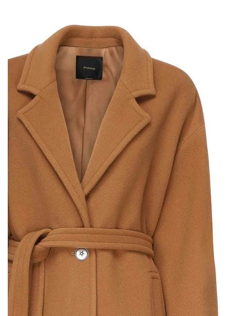 Pinko Brown Chipster Belted Lapel Coat