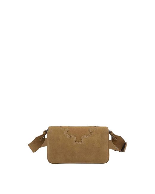 Pinko Brown Mini Love One Slouchy Crossbody Bag