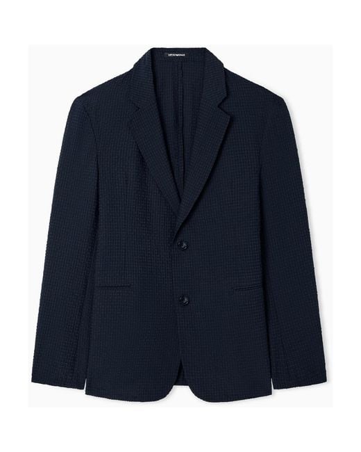 Emporio Armani Blue Single-Breasted Blazer Jacket for men