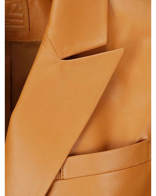 Desa Nineteenseventytwo Brown Leather Double-Breasted Blazer
