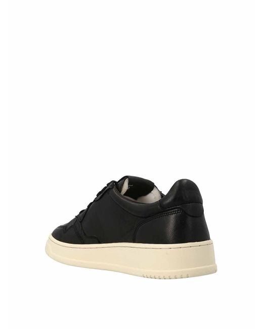 Autry Black Lace-Up Low-Top Sneakers for men