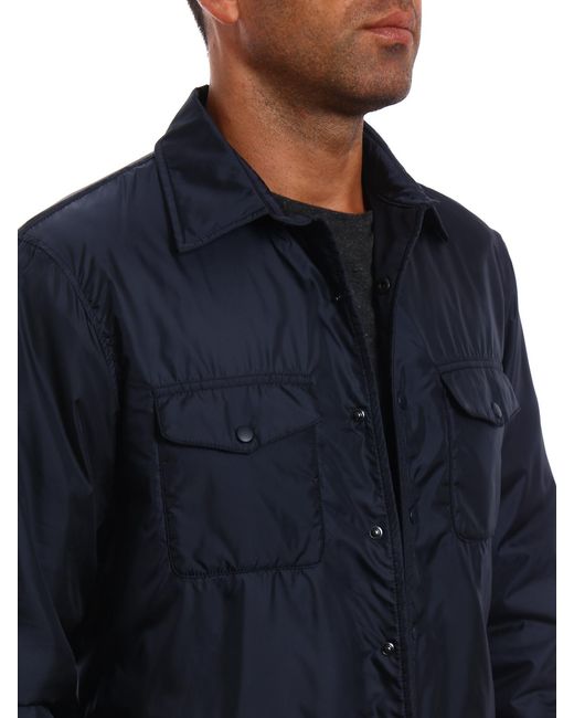Aspesi Blue Padded Lightly Padded Nylon Shirt Jacket for men