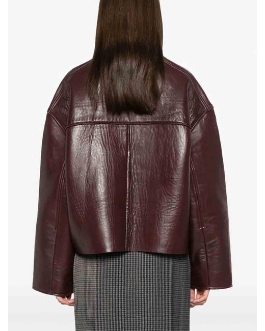 REMAIN Birger Christensen Brown Bonded Leather Jacket