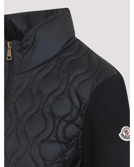Moncler Black Quilted Zip-Up Cardigan