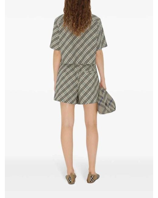 Burberry Natural Checked Drawstring Shorts