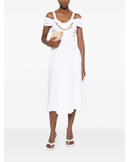 Elisabetta Franchi White Short Dress With Decoration