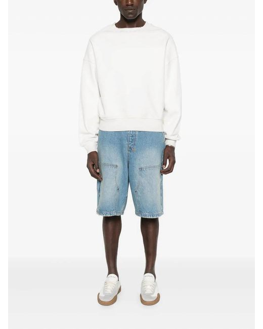 Palm Angels White Curved Logo Loose Collar Crew Off for men