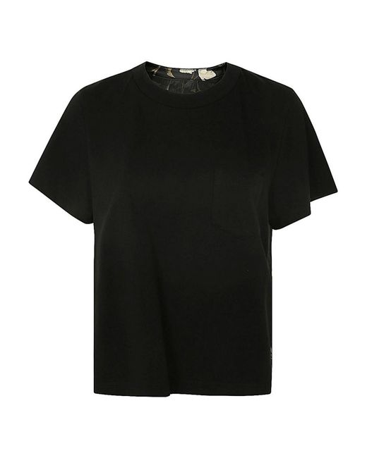 Sacai Black Floral Print Cotton Jersey T-shirt