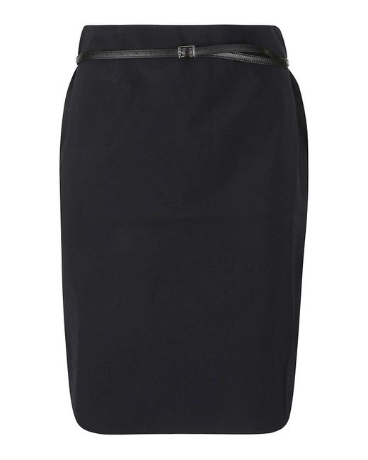16Arlington Blue Delta Midi Skirt With Leather Belt