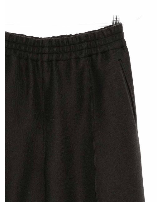 AMI Black Wool Wide-Leg Trousers