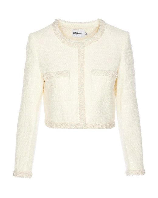 Self-Portrait White Boucle Pearl Jacket