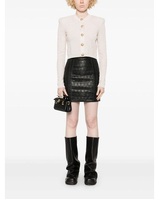 Balmain White Pb Labyrinth Knit Cardigan