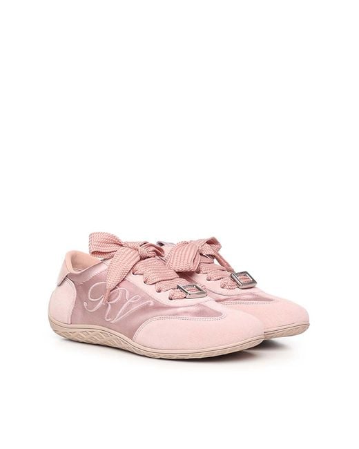 Roger Vivier Pink Viv Low Suede Sneakers