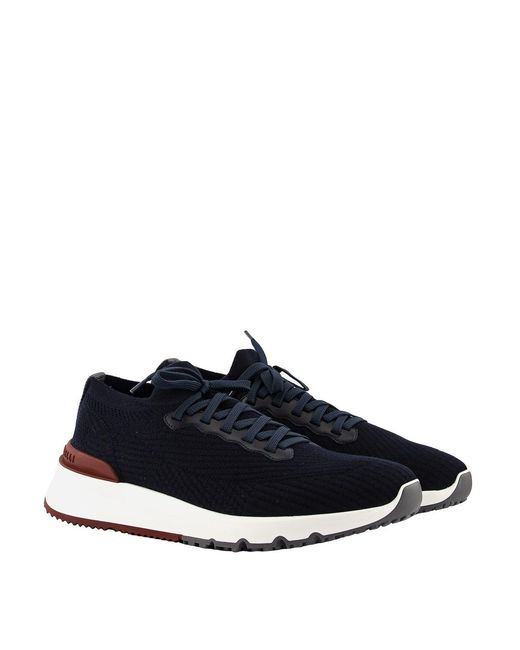 Brunello Cucinelli Blue Cotton Sneakers for men