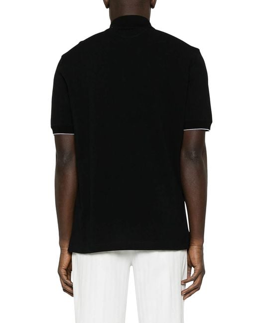 Brunello Cucinelli Black Piquet Polo With Logo for men