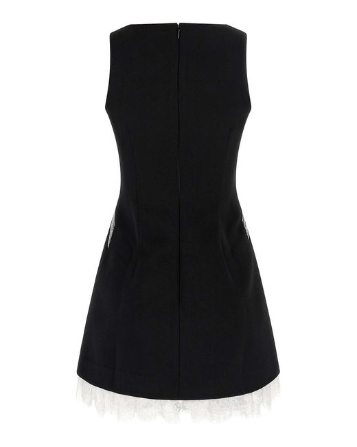 Self-Portrait Black Crpe Bow Lace Mini' Dress