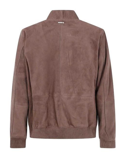 Michael Kors Brown Suede Bomber Jacket for men