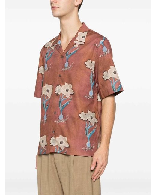 Paul Smith Orange Printed Shirt for men