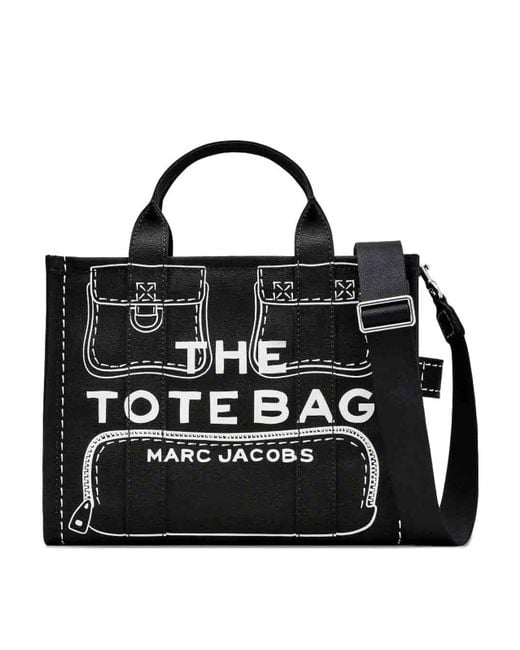 Marc Jacobs Black The Trompe L'Oeil Cargo Canvas Medium Tote