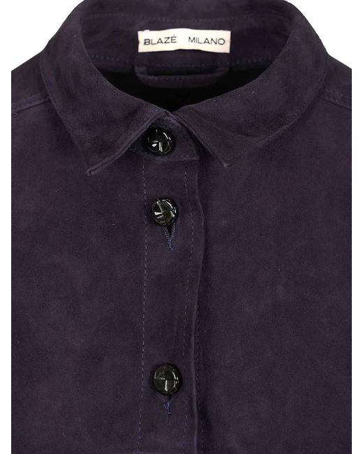 Blazé Milano Blue Viva Berber Suede Shirt