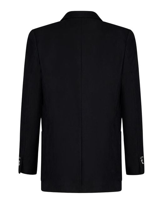 Balmain Black Cotton Twill Double-Breasted Blazer for men