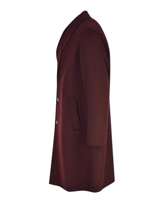 Amaranto Red Burgundy Coat Made From A Wool Blend for men