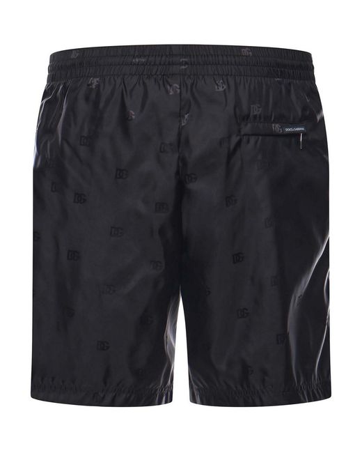 Dolce & Gabbana Black Swim Shorts With Logo for men