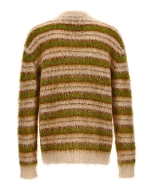 Marni Yellow Striped Mohair Cardigan Sweater, Cardigans for men