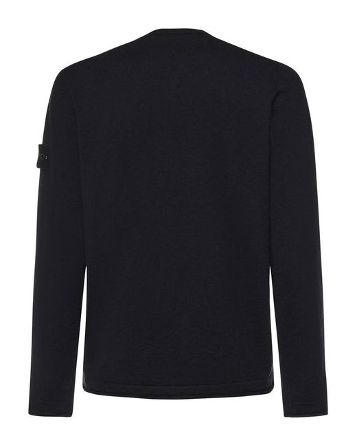Stone Island Blue Cotton And Nylon Sweater With Logo for men