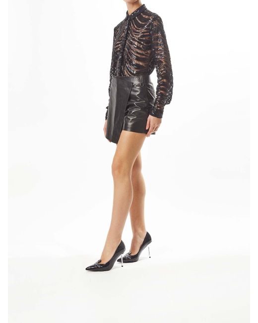 Karl Lagerfeld Black Leather Shorts