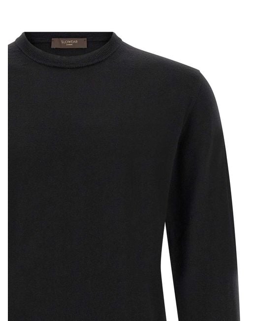 Zanone Black Wool Sweater for men