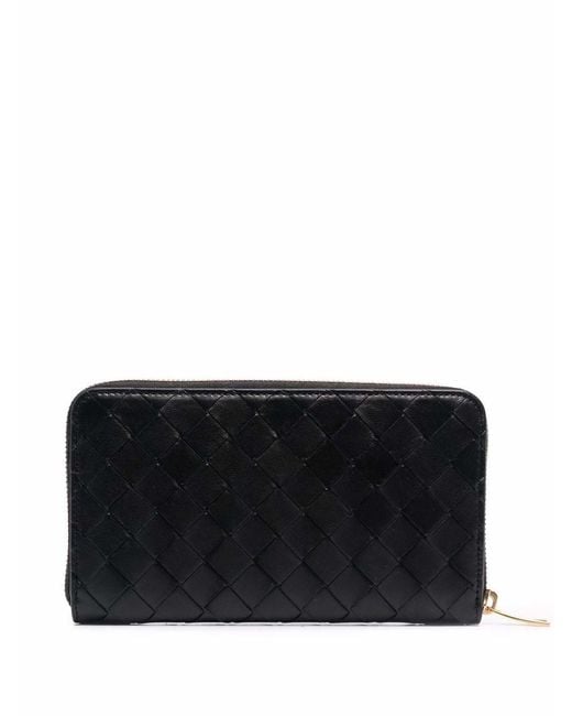 Bottega Veneta Black Woven Wallet With Zip