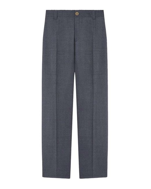 Versace Blue Micro-Checked Wool Jogger Trousers for men