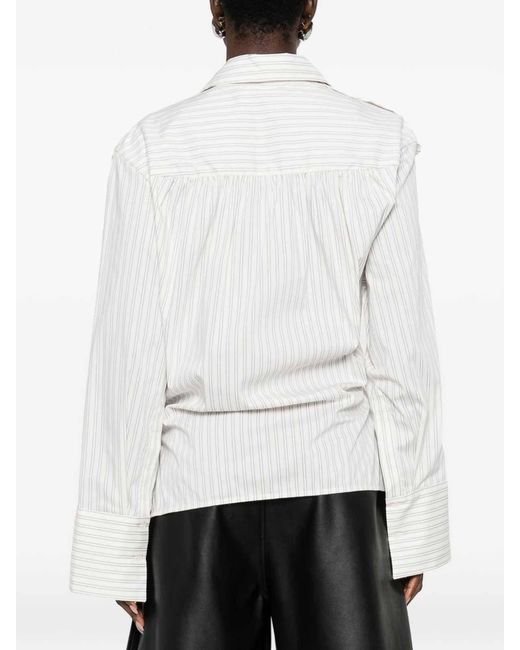 IRO White Lace Striped Cotton Shirt