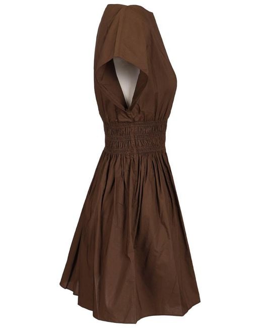 Matteau Brown Shirred Waist Mini Dress
