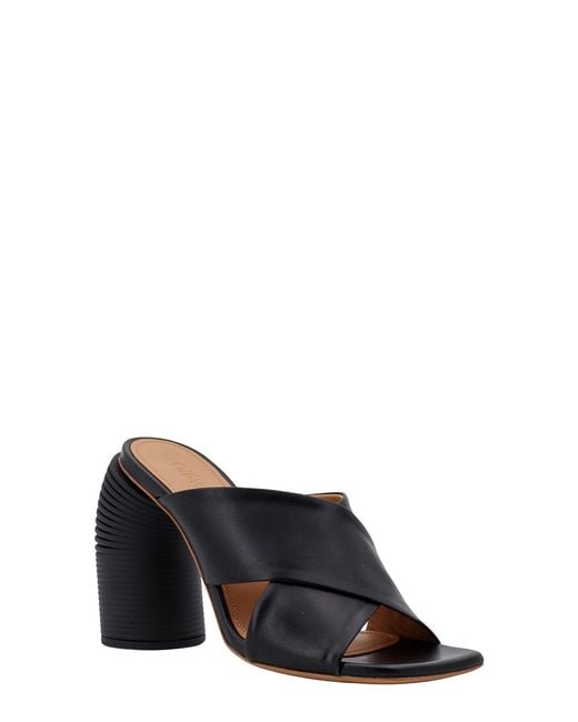 Off-White c/o Virgil Abloh Black Chic Leather Sandals With Squared Toe