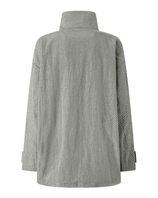 Pinko Gray Embellished Mini Studded Technical Parka