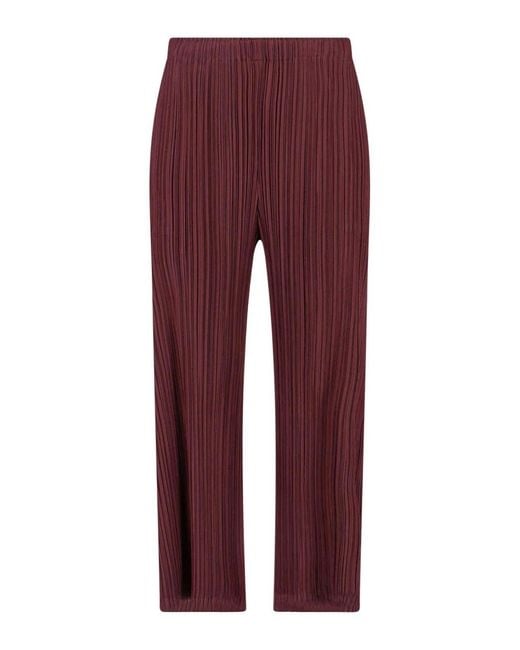 Pleats Please Issey Miyake Red Pleated Trousers