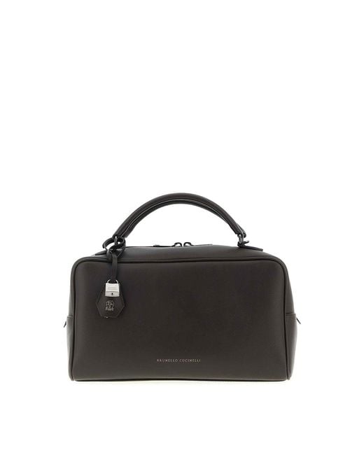 Brunello Cucinelli Black Boston Explorer Medium Handbag